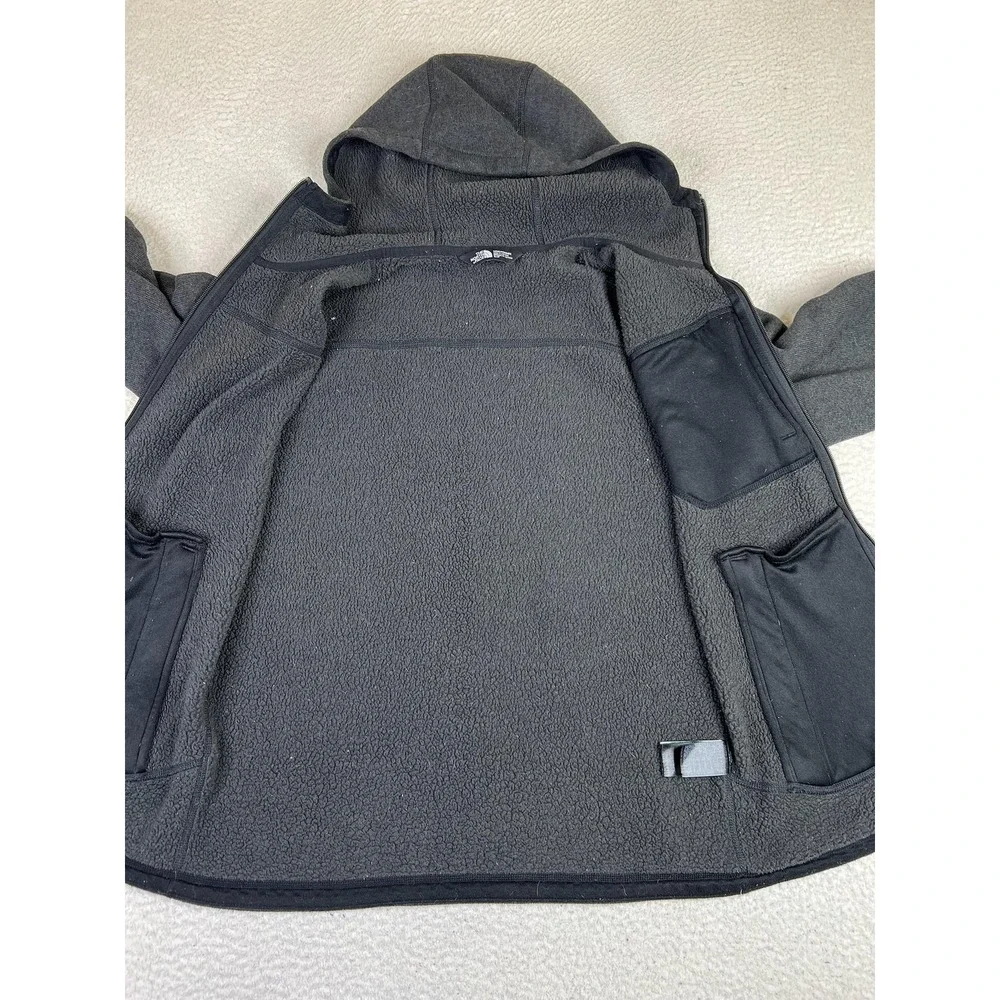 The North Face Jacket Mens Small Gray Gordon Lyons Hooded Fleece Full Zip